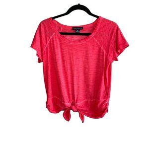 Sanctuary Pink Tie Front Gathered Sides Short Sleeve Tee Size XS